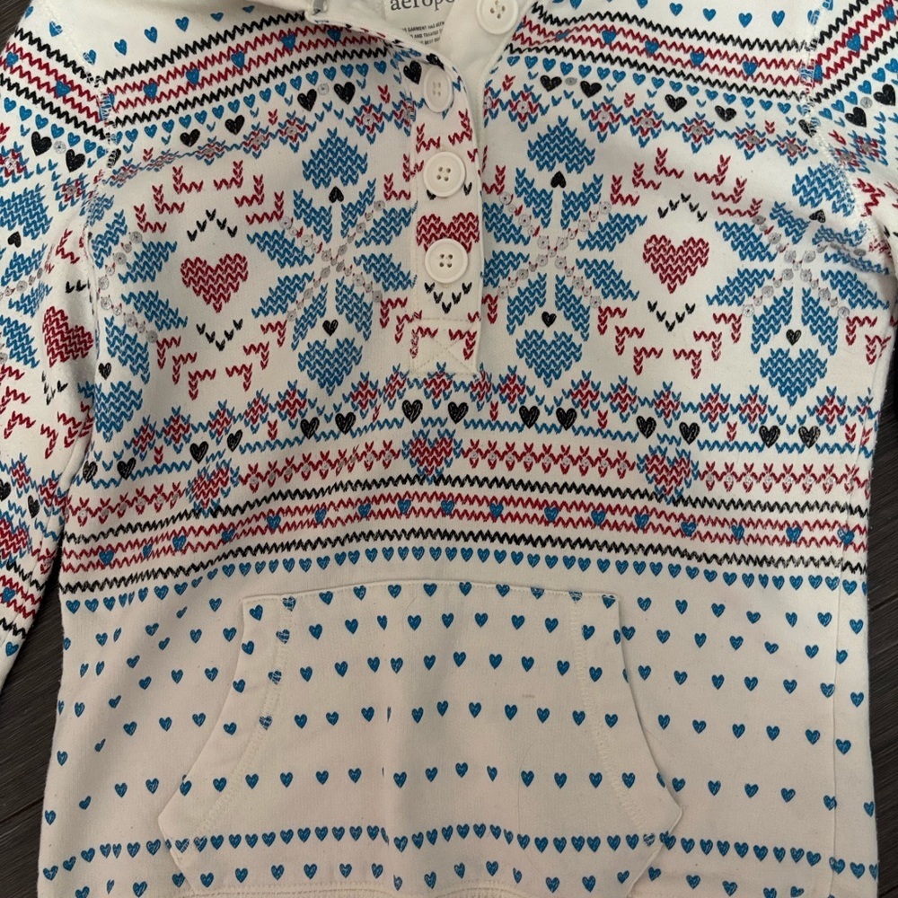 rare Y2K aeropostale fair isle hoodie​​ - Picture 3 of 4